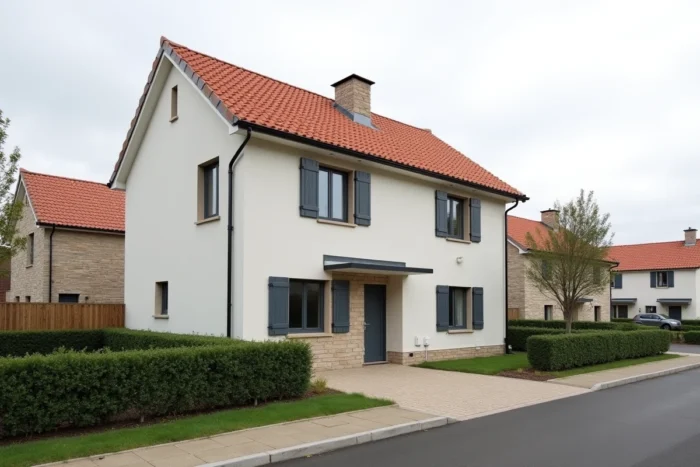 Maison individuelle neuve dans un lotissement pavillonnaire français en banlieue