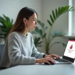 Femme frustrée devant un problème de connexion à son espace client en ligne sur un ordinateur portable